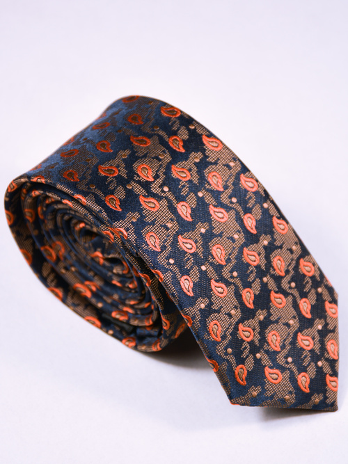 Granatowy krawat w drobne kolorowe wzory