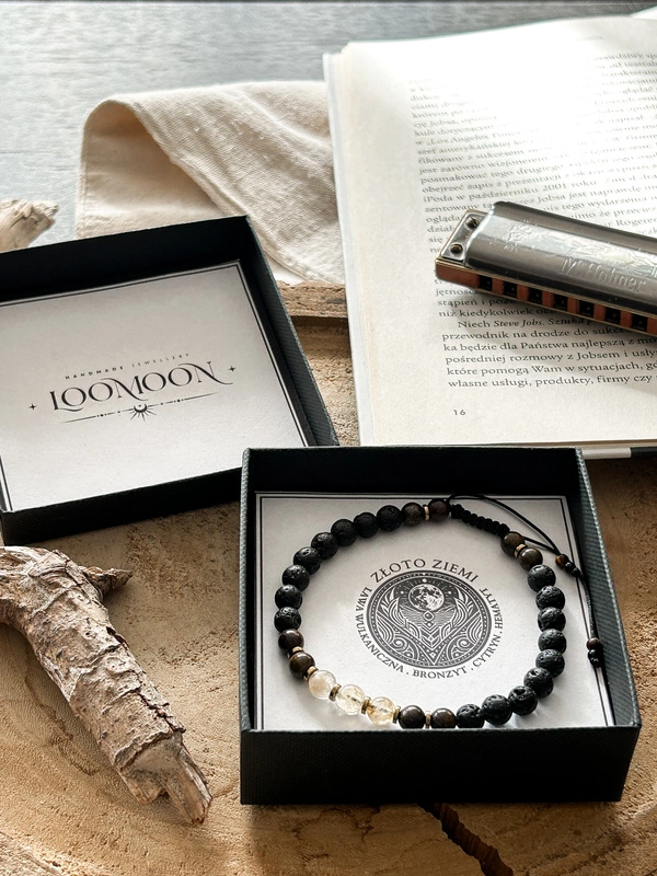 Bransoletka męska z naturalnych kamieni "ZŁOTO ZIEMI"
