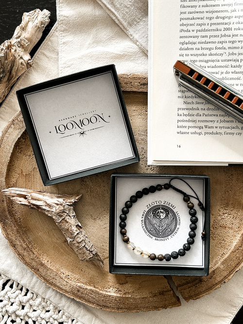 Bransoletka męska z naturalnych kamieni "ZŁOTO ZIEMI"