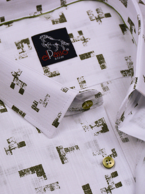  Koszula męska wizytowa elPasso – biała z delikatną strukturą z nadrukiem