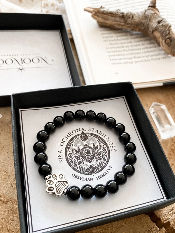 Bransoletka męska z naturalnych kamieni SIŁA, OCHRONA ,STABILNOŚĆ""