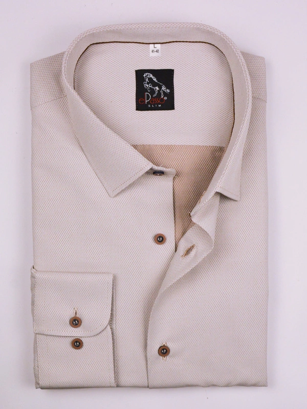  Koszula męska wizytowa elPasso – jasny beż z delikatną strukturą