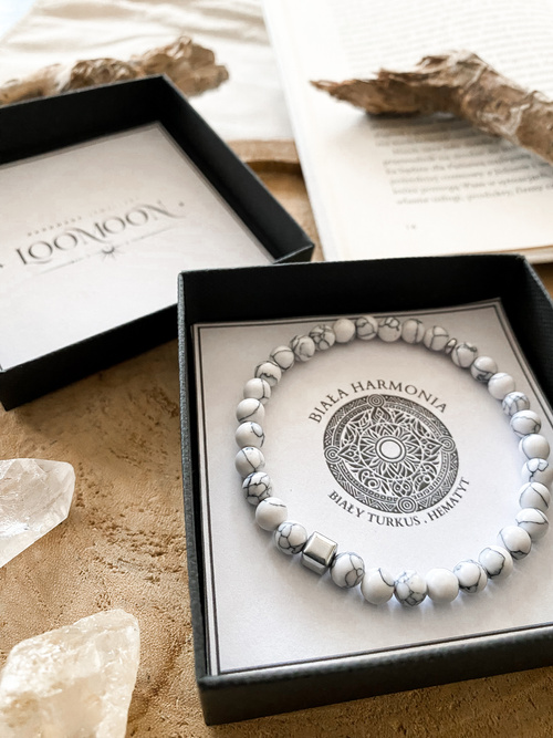 Bransoletka męska z naturalnych kamieni "BIAŁA HARMONIA"