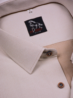  Koszula męska wizytowa elPasso – jasny beż z delikatną strukturą