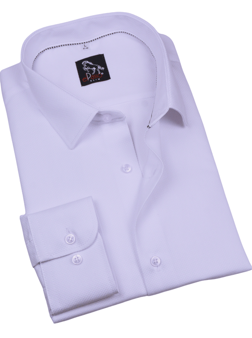 Koszula męska wizytowa biała mikrowzór gęsiej skórki