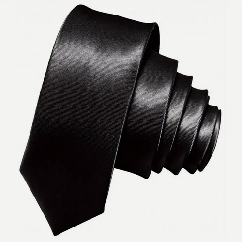 Krawat męski czarny jednolity gładki