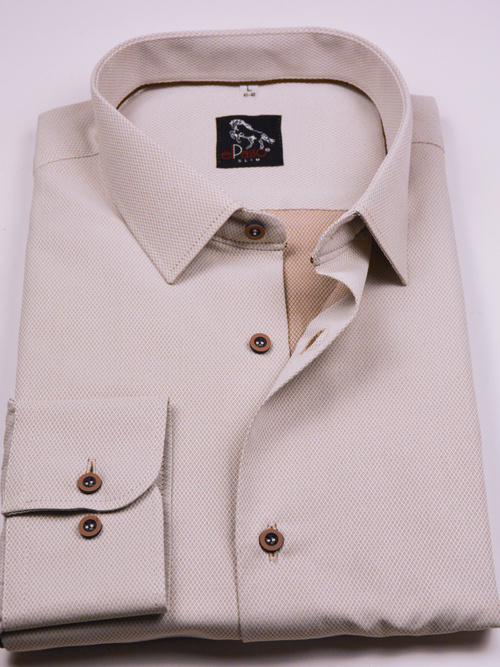  Koszula męska wizytowa elPasso – jasny beż z delikatną strukturą