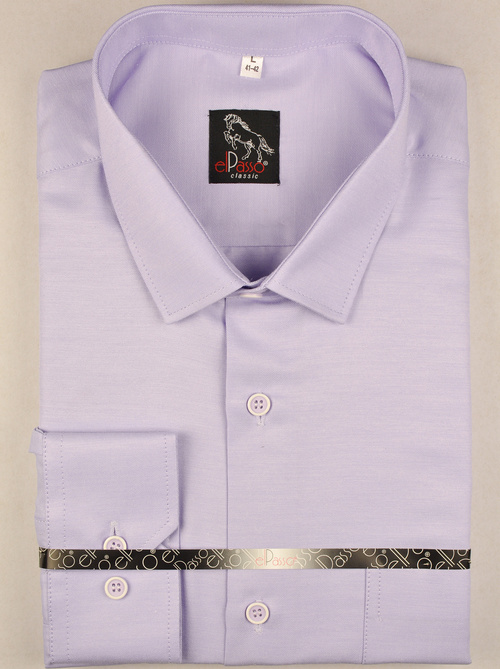 Koszula męska elegancka kolor wrzos jednolita długi rękaw na guziki