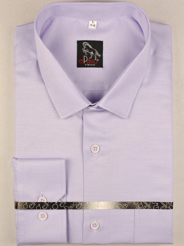 Koszula męska elegancka kolor wrzos jednolita długi rękaw  na guziki