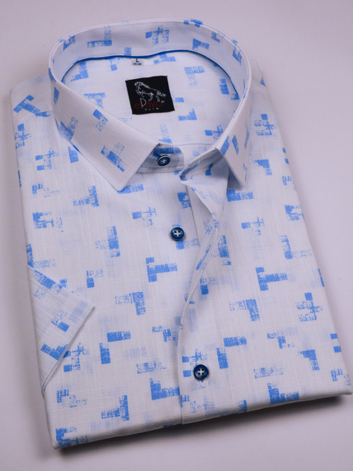  Koszula męska wizytowa elPasso – biała z delikatną strukturą z nadrukiem