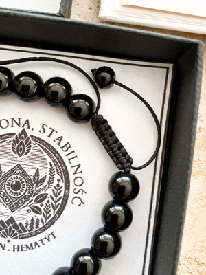 Bransoletka męska z naturalnych kamieni SIŁA, OCHRONA ,STABILNOŚĆ""