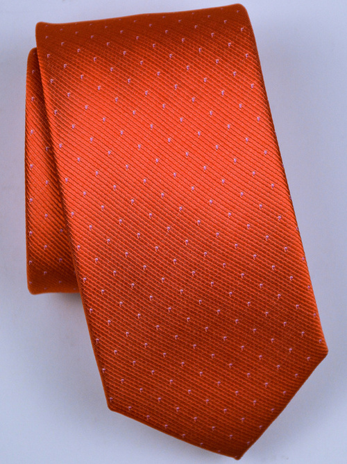 Czerwony krawat męski w drobne kropki