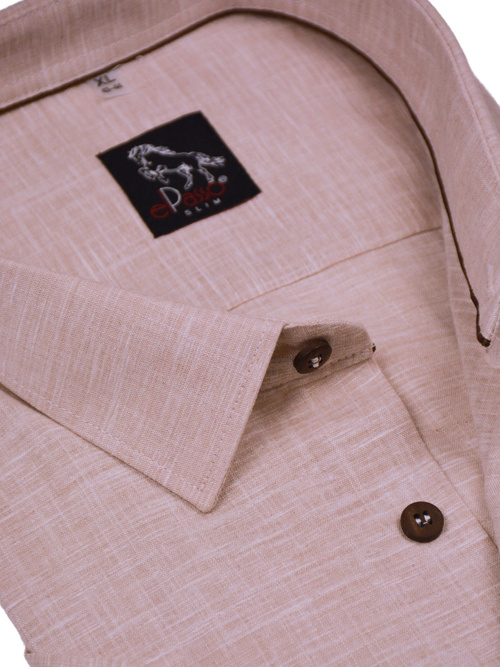  Koszula męska wizytowa elPasso – beżowa z delikatną strukturą