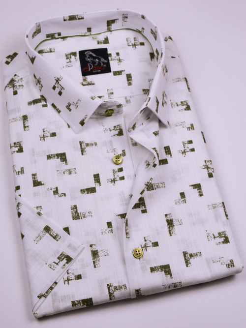  Koszula męska wizytowa elPasso – biała z delikatną strukturą z nadrukiem