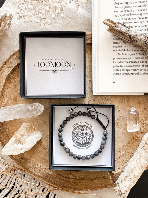 Bransoletka męska z kamieni  naturalnych  "ZIEMIA I NIEBO"