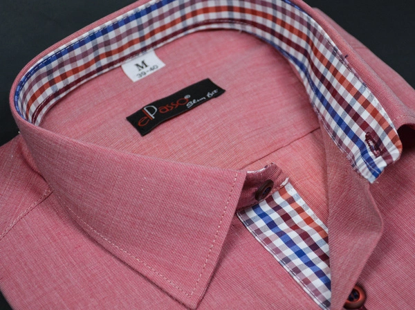 Koszula męska elegancka jednolita długi rękaw na guziki