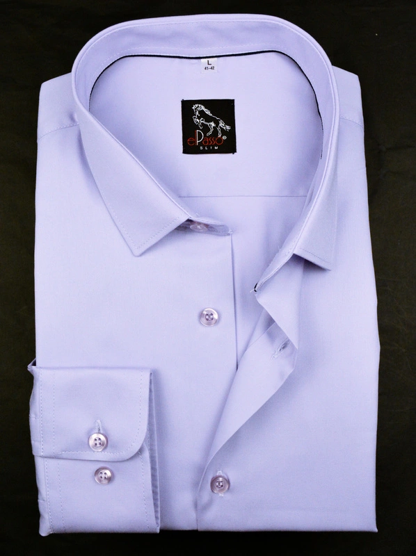 Koszula męska wizytowa kolor lila róż, gładka, jednolity kolor długi rękaw