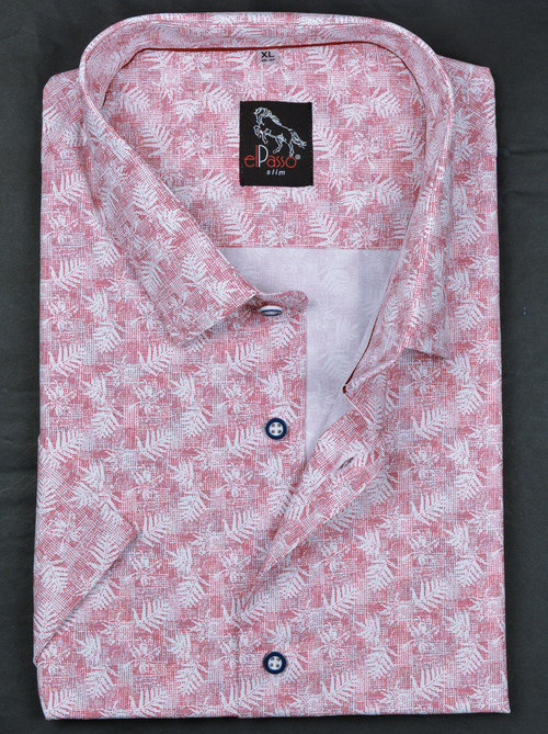 Koszula męska casual wzór kwiaty krótki rękaw