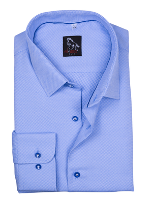 Koszula męska wizytowa błękitna mikrowzór gęsiej skórki