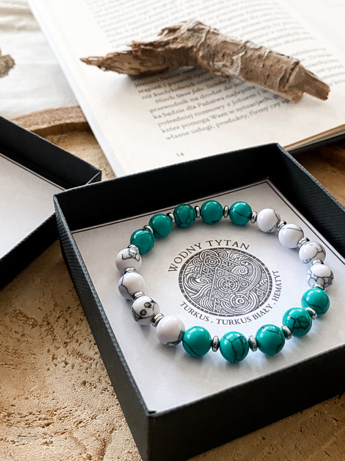 Bransoletka męska z naturalnych kamieni "WODNY TYTAN"