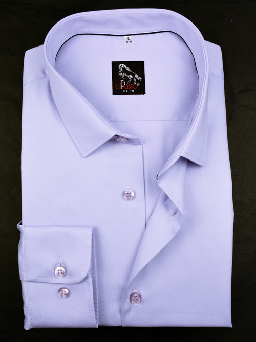 Koszula męska wizytowa kolor lila róż, gładka, jednolity kolor długi rękaw