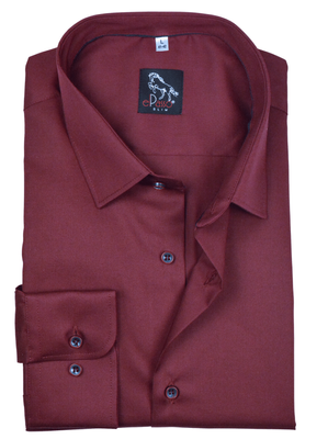 Elegancka wizytowa koszula męska, długi rękaw, bordowa