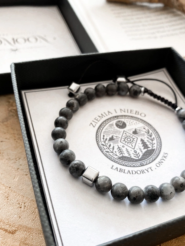 Bransoletka męska z kamieni  naturalnych  "ZIEMIA I NIEBO"