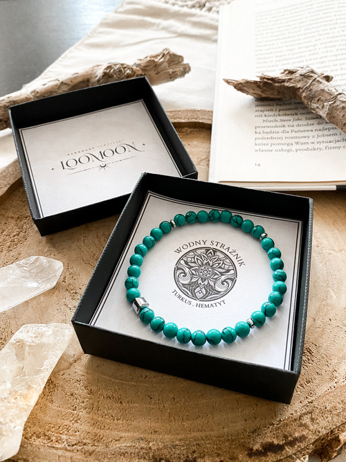 Bransoletka męska z naturalnych kamieni "WODNY STRAŻNIK"