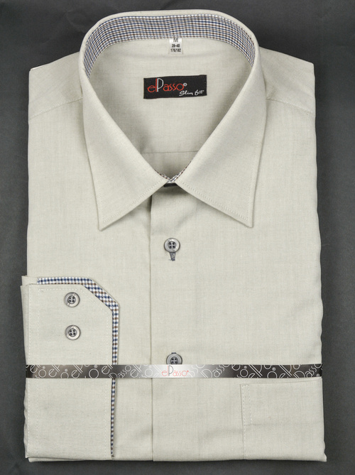 Koszula męska jednolita zielona z długim rękawem na guziki