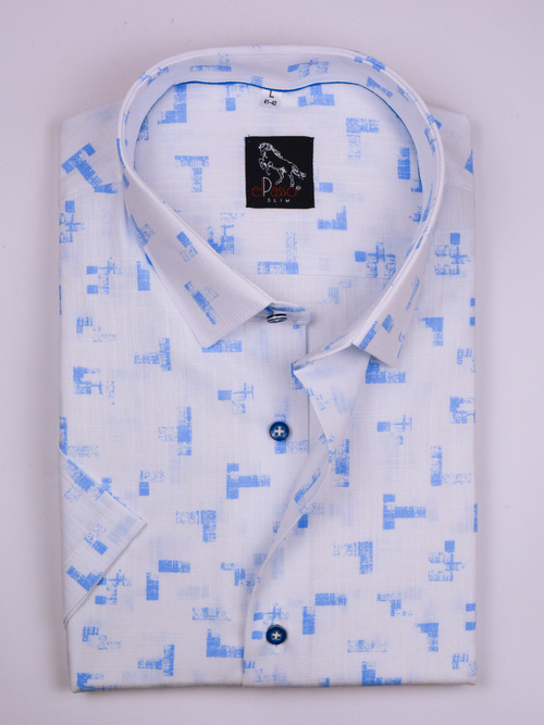  Koszula męska wizytowa elPasso – biała z delikatną strukturą z nadrukiem