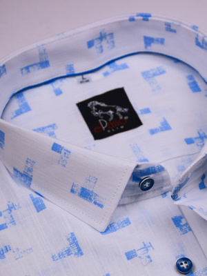  Koszula męska wizytowa elPasso – biała z delikatną strukturą z nadrukiem