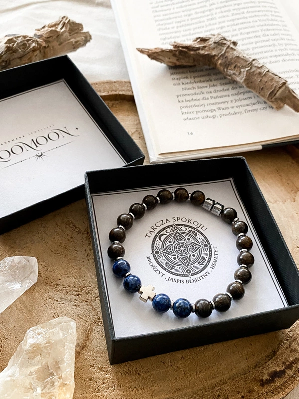Bransoletka męska z naturalnych kamieni "TARCZA SPOKOJU"