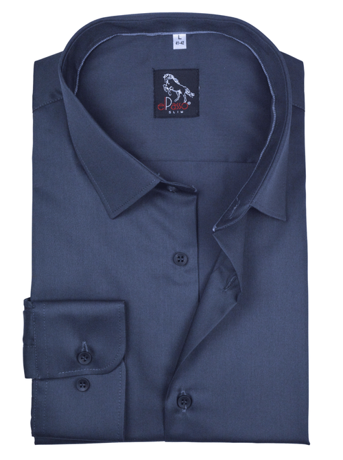 Elegancka wizytowa koszula męska, długi rękaw, grafitowa