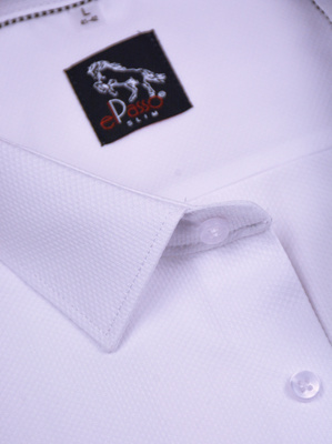 Koszula męska wizytowa biała mikrowzór gęsiej skórki