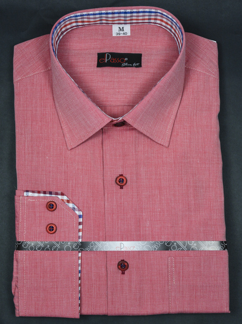 Koszula męska elegancka jednolita długi rękaw na guziki