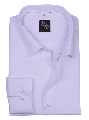 Koszula męska wizytowa biała mikrowzór gęsiej skórki