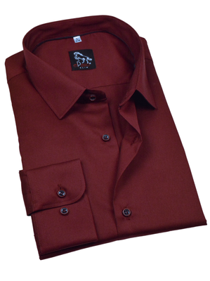 Elegancka wizytowa koszula męska, długi rękaw, bordowa
