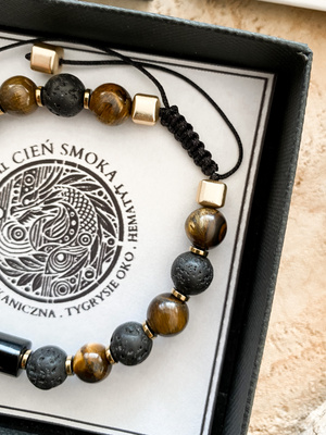 Bransoletka męska z naturalnych kamieni "CIEŃ SMOKA"