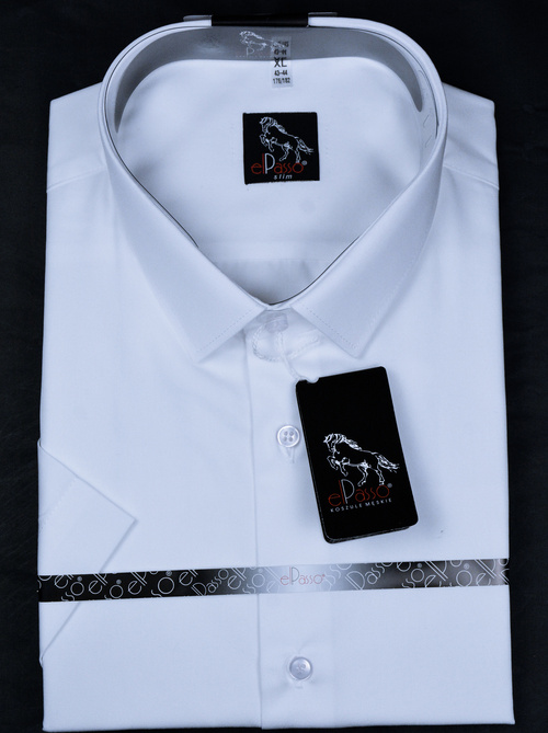  Elegancka koszula męska  wizytowa krótki rękaw w kolorze  białym