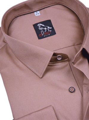 Elegancka wizytowa koszula męska, długi rękaw, beżowa 