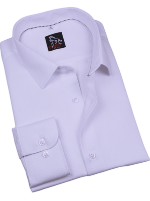 Koszula męska wizytowa biała mikrowzór gęsiej skórki