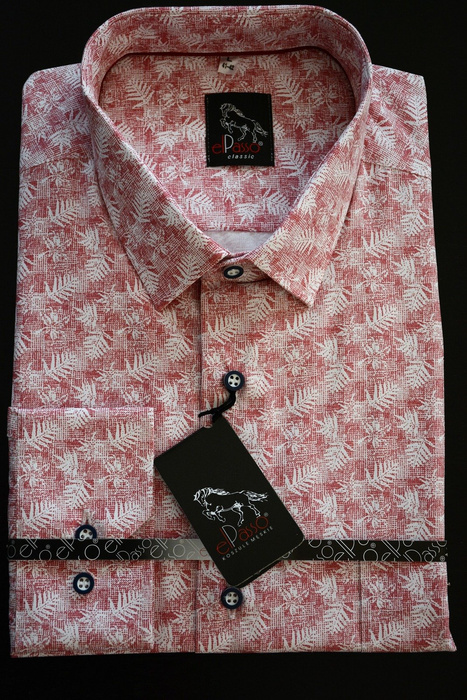 Koszula męska casual wzór kwiaty długi rękaw na guziki