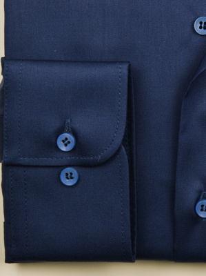 Koszula męska elegancka, gładka chabrowa, jednolita, długi rękaw na guziki