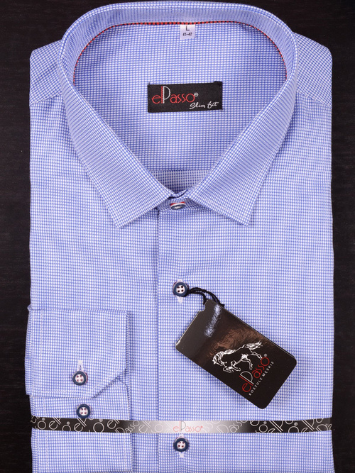 Koszula męska elegancka niebieska błękitna długi rękaw