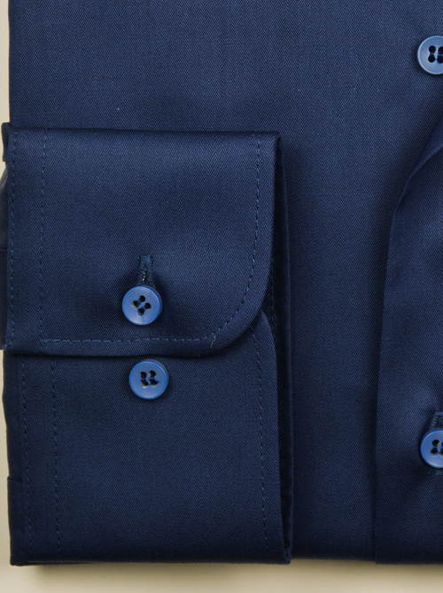 Koszula męska elegancka, gładka chabrowa, jednolita, długi rękaw na guziki