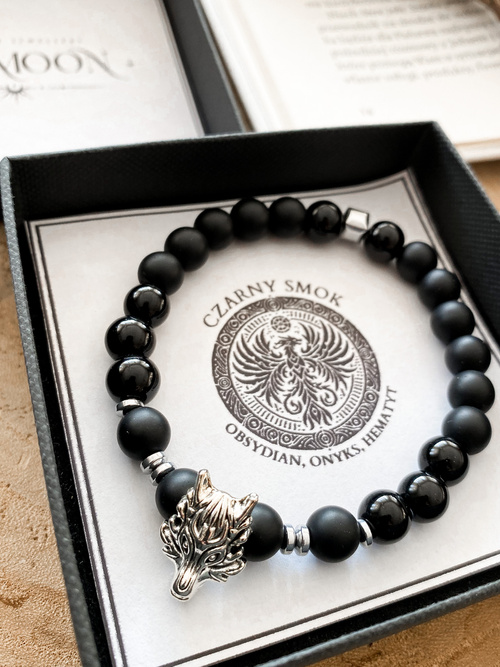 Bransoletka męska z naturalnych kamieni "CZARNY SMOK"