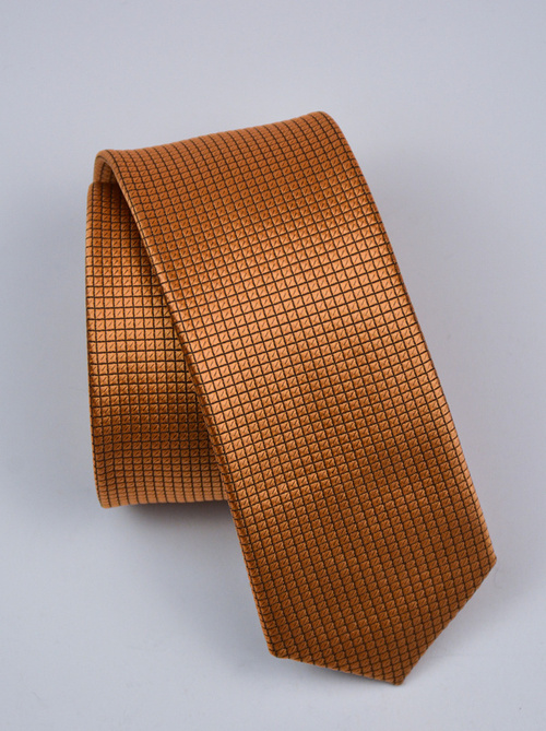 Pomarańczowy gładki strukrturalny krawat z połyskiem