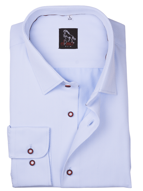  Koszula męska elegancka niebieska w jodełkę 