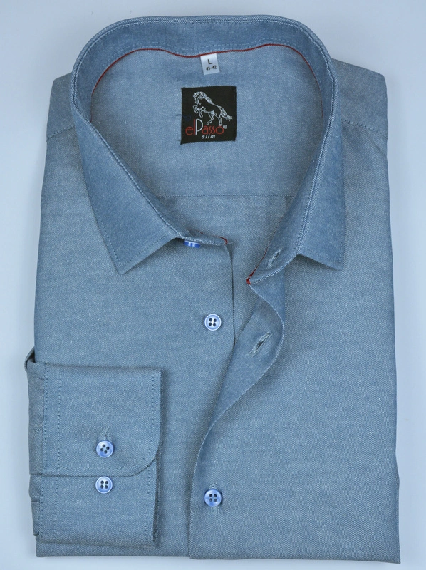 Koszula męska elegancka, niebieski melanż, długi rękaw na guziki