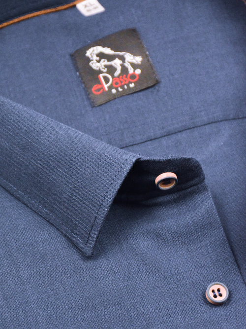 Koszula męska wizytowa elPasso – granatowa z delikatną strukturą